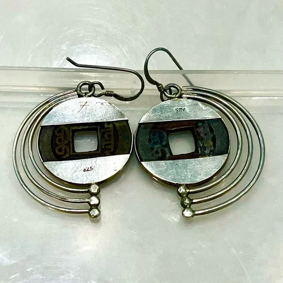 Antique Coin Silver Earrings - Picture 3 of 5